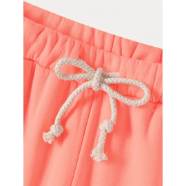 Solid Drawstring Thermal Sweatpants, Versatile Loose Comfy Jogger Pants, Women's Clothing