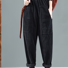 Slant Pockets Harem Pants, Casual Loose Pants For Spring & Summer, Women's Clothing